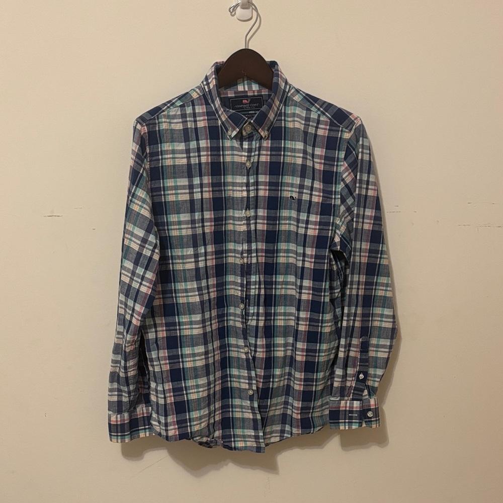 Vineyard Vines Plaid Shirt - Navy, Green, Pink